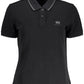 Elegant Short-Sleeved Black Polo with Embroidery