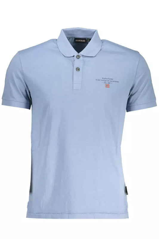 Elegant Light Blue Cotton Polo with Logo Embroidery