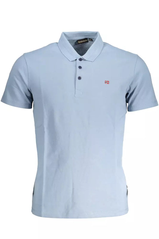 Chic Light Blue Embroidered Polo