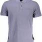 Elegant Blue Short Sleeve Polo with Embroidery