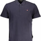 Chic Blue Cotton Polo With Emblematic Detail