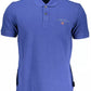 Elegant Blue Cotton Polo with Embroidery Detail