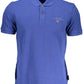 Elegant Blue Cotton Polo Shirt with Embroidery