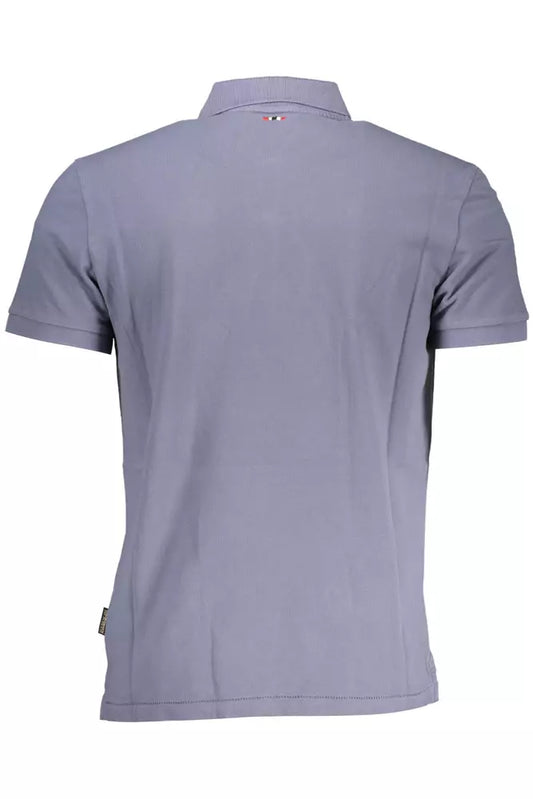 Elegant Blue Short Sleeve Polo with Embroidery