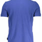 Elegant Blue Cotton Polo with Embroidery Detail