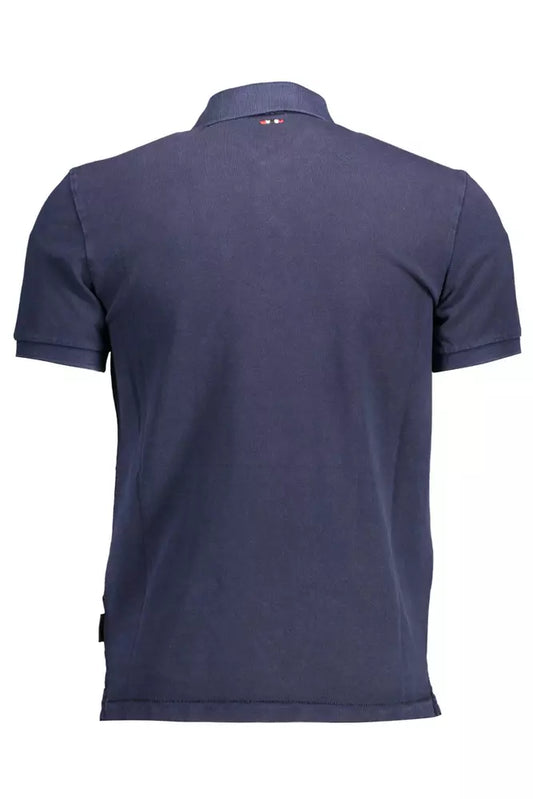 Sophisticated Blue Cotton Polo with Embroidery