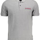 Sleek Gray Cotton Polo with Signature Print