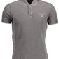 Refined Gray Cotton Polo with Embroidery Detail