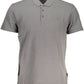 Elegant Gray Polo Shirt with Embroidery Detail