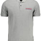 Sleek Gray Cotton Polo with Logo Detail