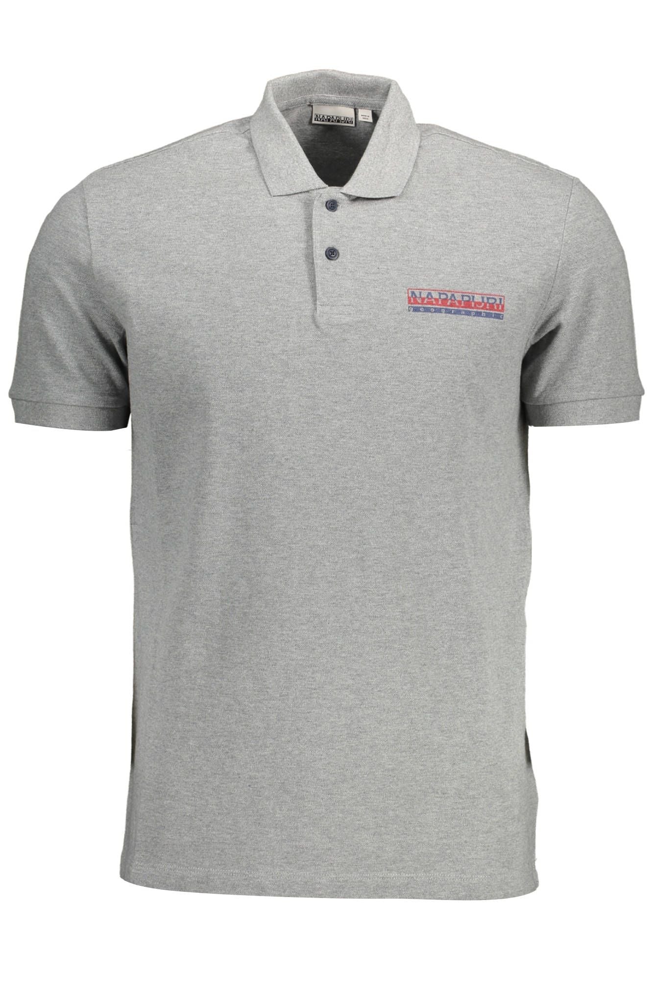 Sleek Gray Cotton Polo with Logo Detail