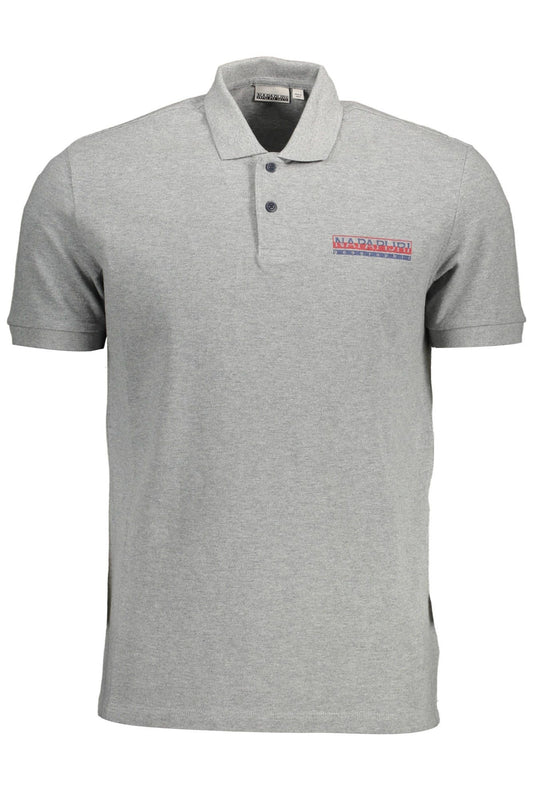 Sleek Gray Cotton Polo with Logo Detail