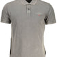Chic Gray Cotton Polo with Signature Embroidery