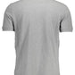 Sleek Gray Cotton Polo with Signature Print