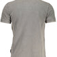 Chic Gray Cotton Polo with Signature Embroidery