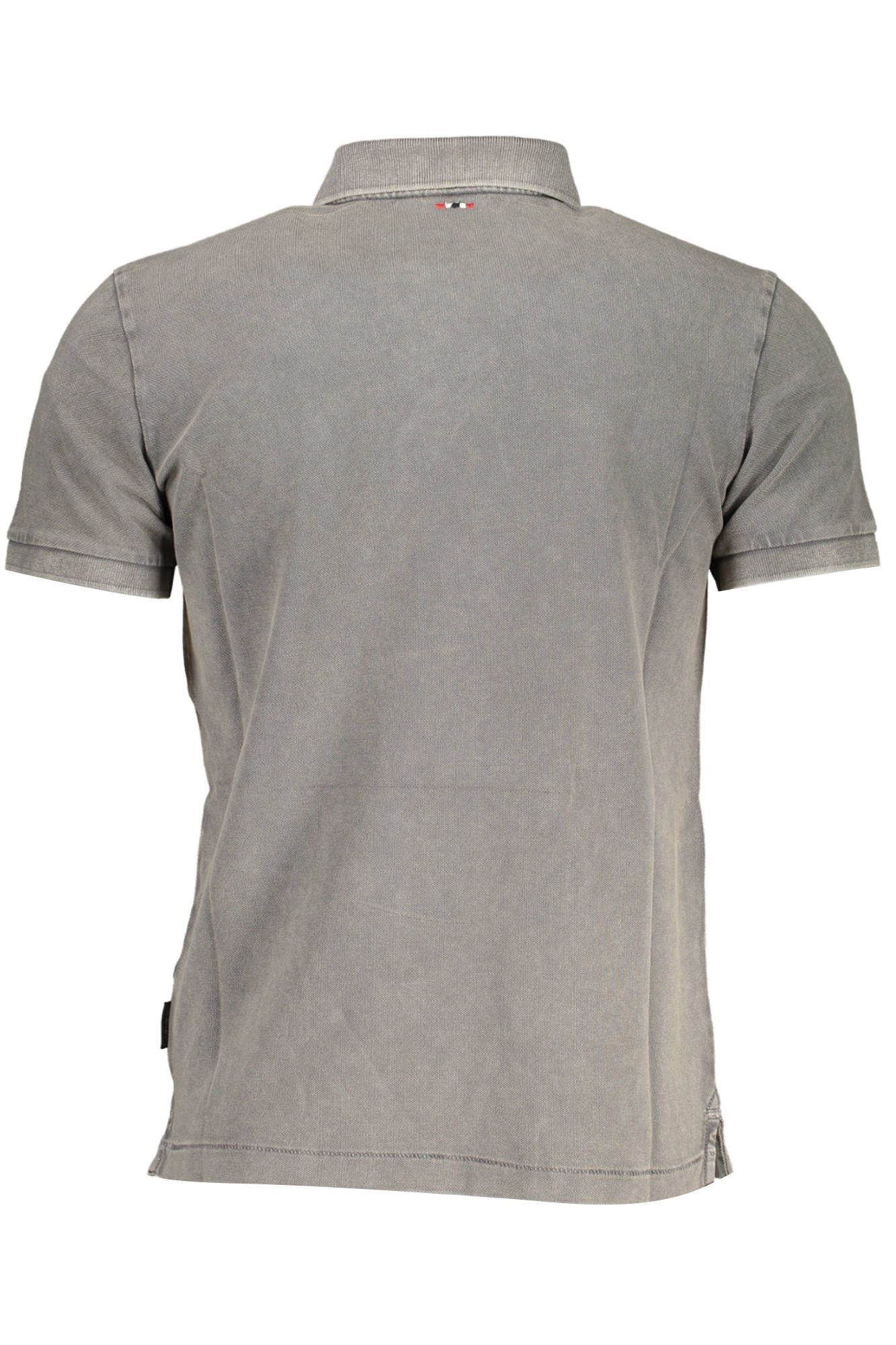 Chic Gray Cotton Polo with Signature Embroidery