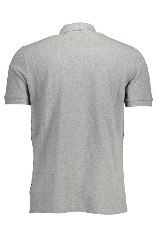 Sleek Gray Cotton Polo with Logo Detail