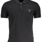 Exquisite Black Cotton Polo with Elegant Embroidery