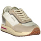 Chic Beige Lace-up Sneakers with Contrasting Accents