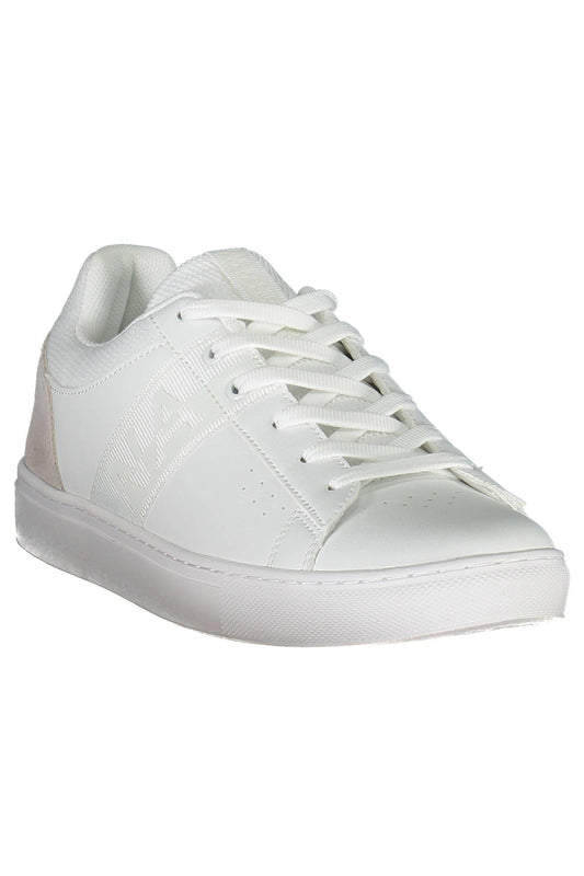 White Lace-Up Sports Sneakers with Logo Accent