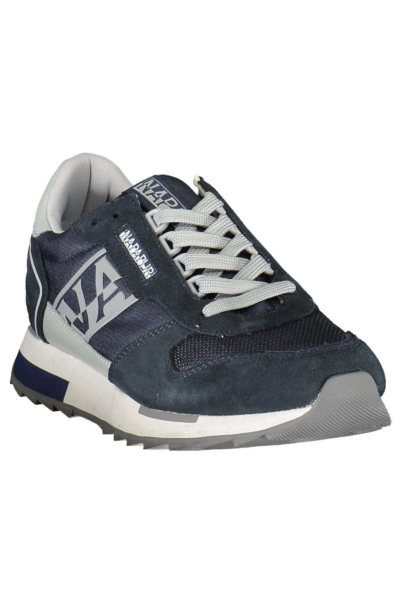 Sporty Blue Lace-Up Sneakers with Logo Detail