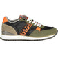 Green Contrasting Lace-Up Sports Sneakers