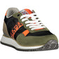 Green Contrasting Lace-Up Sports Sneakers