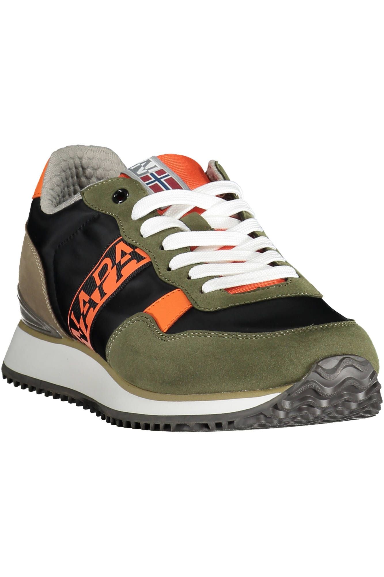 Green Contrasting Lace-Up Sports Sneakers