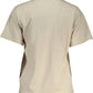Chic Beige Embroidered Tee with Logo Detail