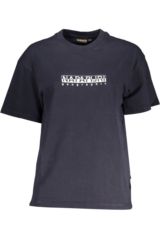 Chic Blue Cotton Tee with Iconic Print