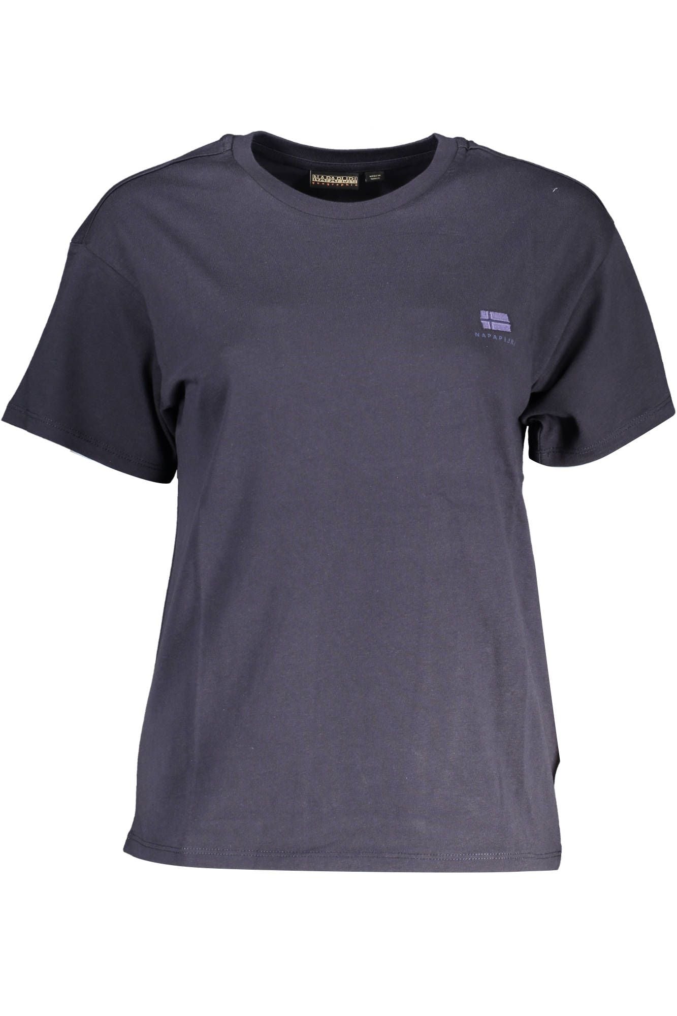 Blue Embroidered Logo Tee with Chic Appeal