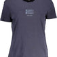 Blue Short-Sleeved Logo Tee with Print Detail
