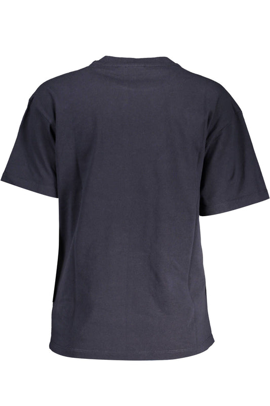 Chic Blue Cotton Tee with Iconic Print