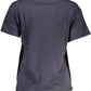 Blue Embroidered Logo Tee with Chic Appeal