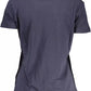 Blue Short-Sleeved Logo Tee with Print Detail