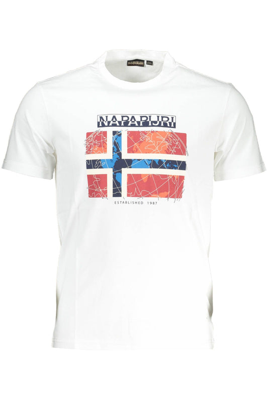 Elegant White Printed Tee with Iconic Emblem
