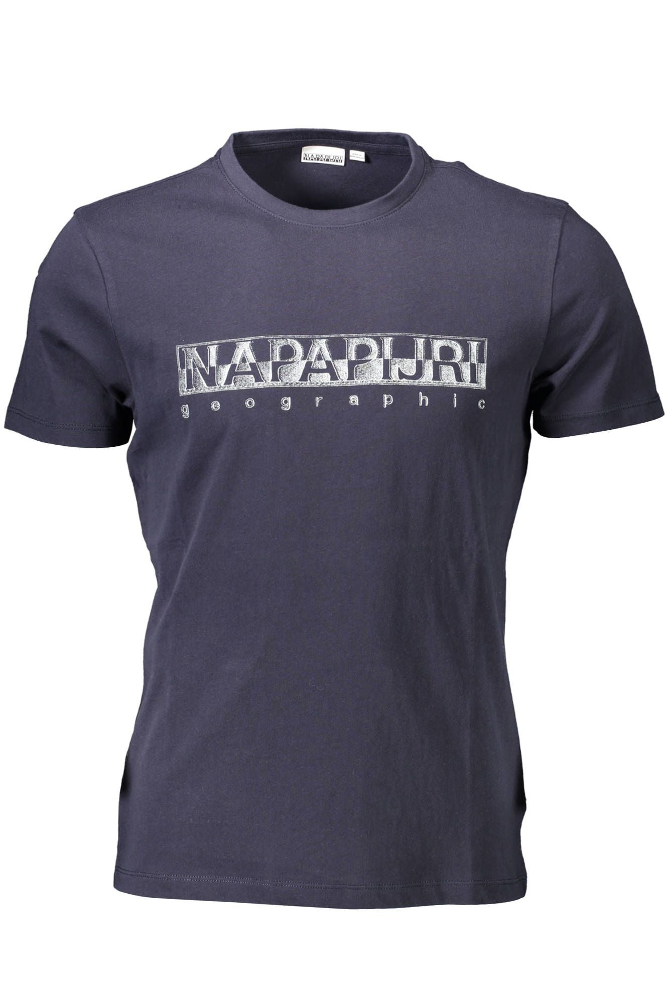 Chic Blue Cotton Crew Neck Tee with Logo