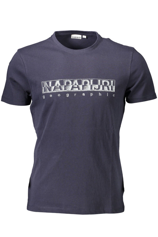 Chic Blue Cotton Crew Neck Tee with Logo