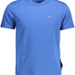 Elegant Blue Round Neck Tee with Logo Detail