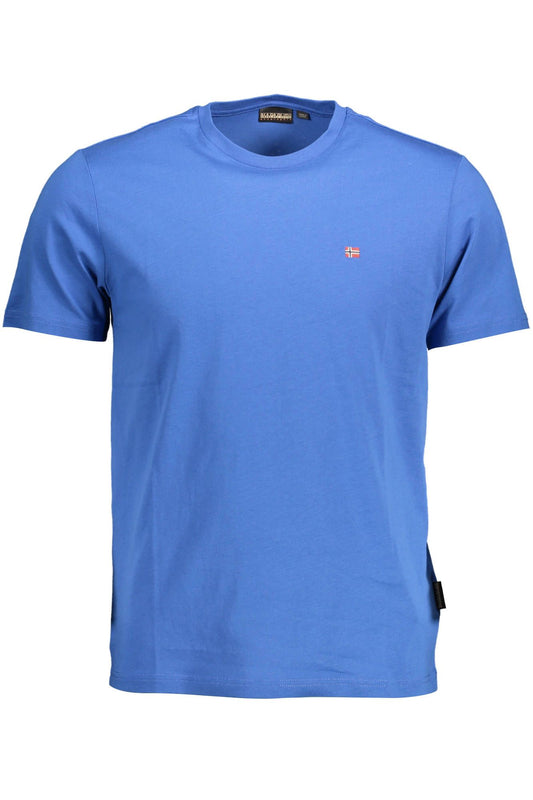 Elegant Blue Round Neck Tee with Logo Detail