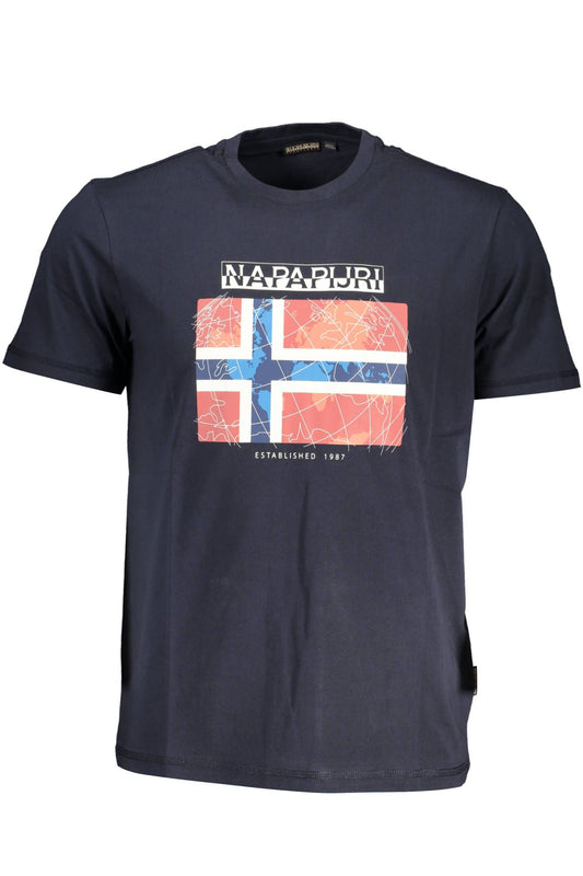Elevated Blue Cotton Tee with Signature Print