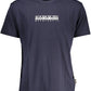 Chic Blue Printed Tee with Classic Logo