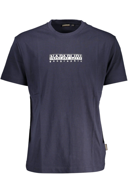 Chic Blue Printed Tee with Classic Logo