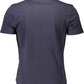 Chic Blue Cotton Crew Neck Tee with Logo