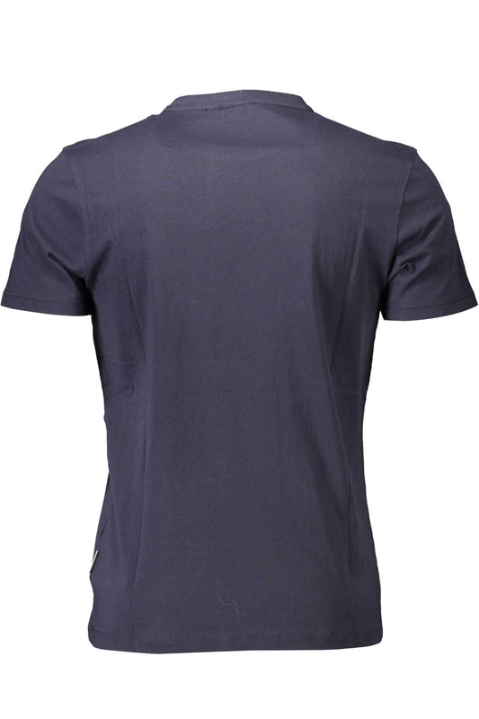 Chic Blue Cotton Crew Neck Tee with Logo
