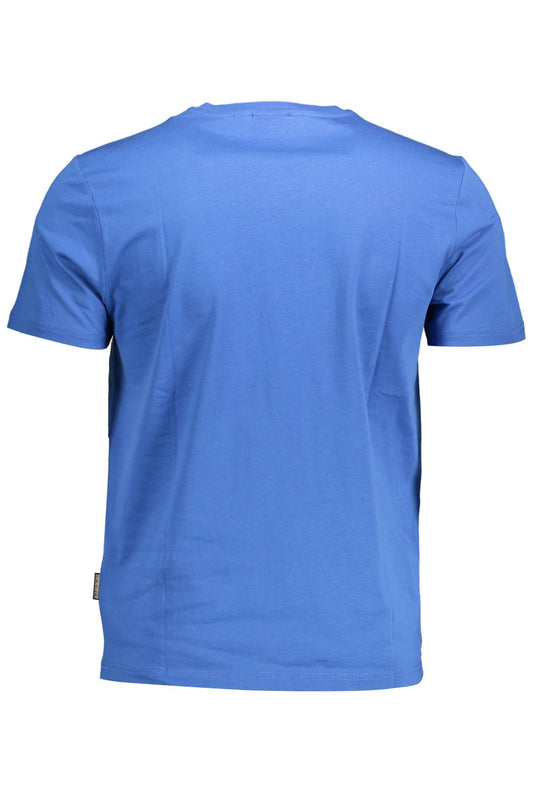 Elegant Blue Round Neck Tee with Logo Detail