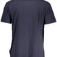 Chic Blue Printed Tee with Classic Logo