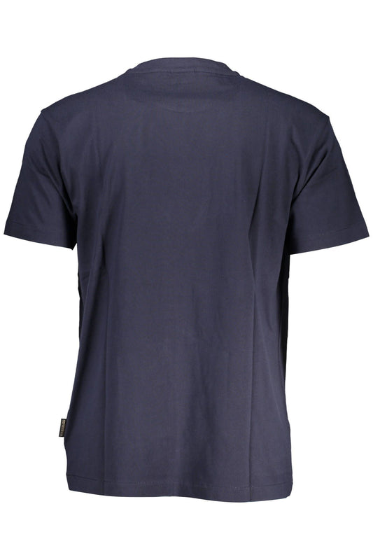 Chic Blue Printed Tee with Classic Logo