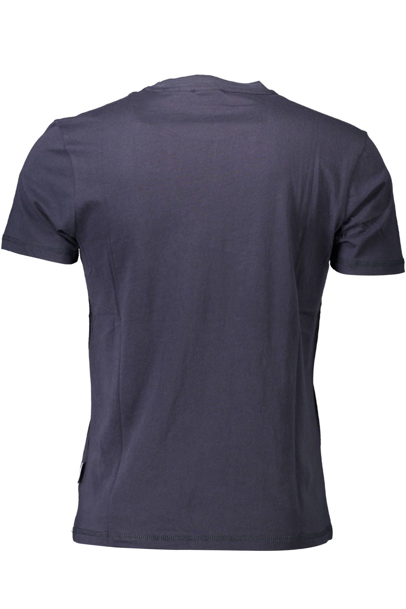 Chic Blue Crew Neck Cotton Tee with Print