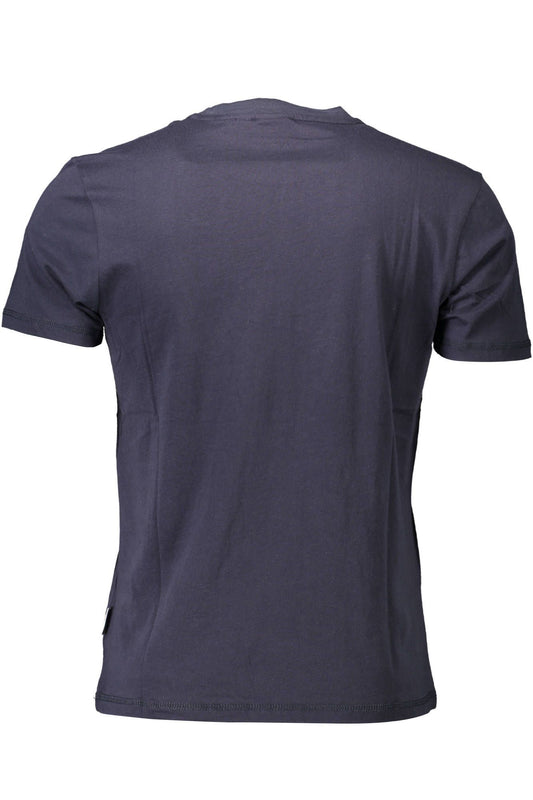 Chic Blue Crew Neck Cotton Tee with Print